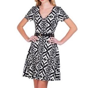 Belle Badgley Mischka Studded Ikat Dress